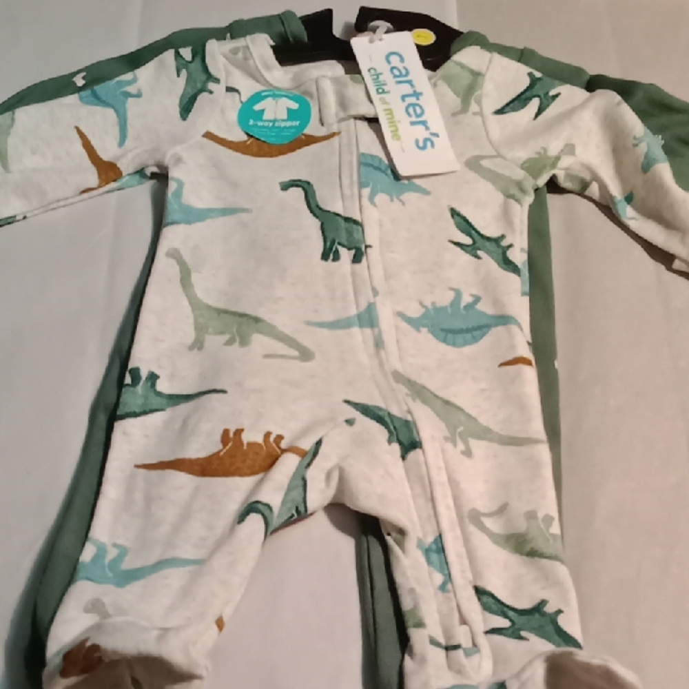 Carter's Dino Print Footie - Green, Blue, and White
